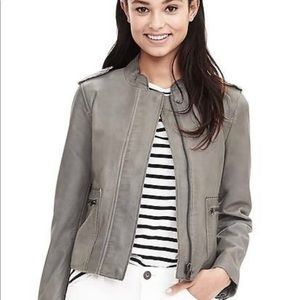 Banana Republic Leather Jacket - Grey Size XL